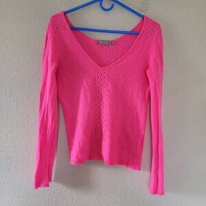 Brodie Womens 100% Cashmere Sweater Size Small Pink Jumper V Neck Sustainable